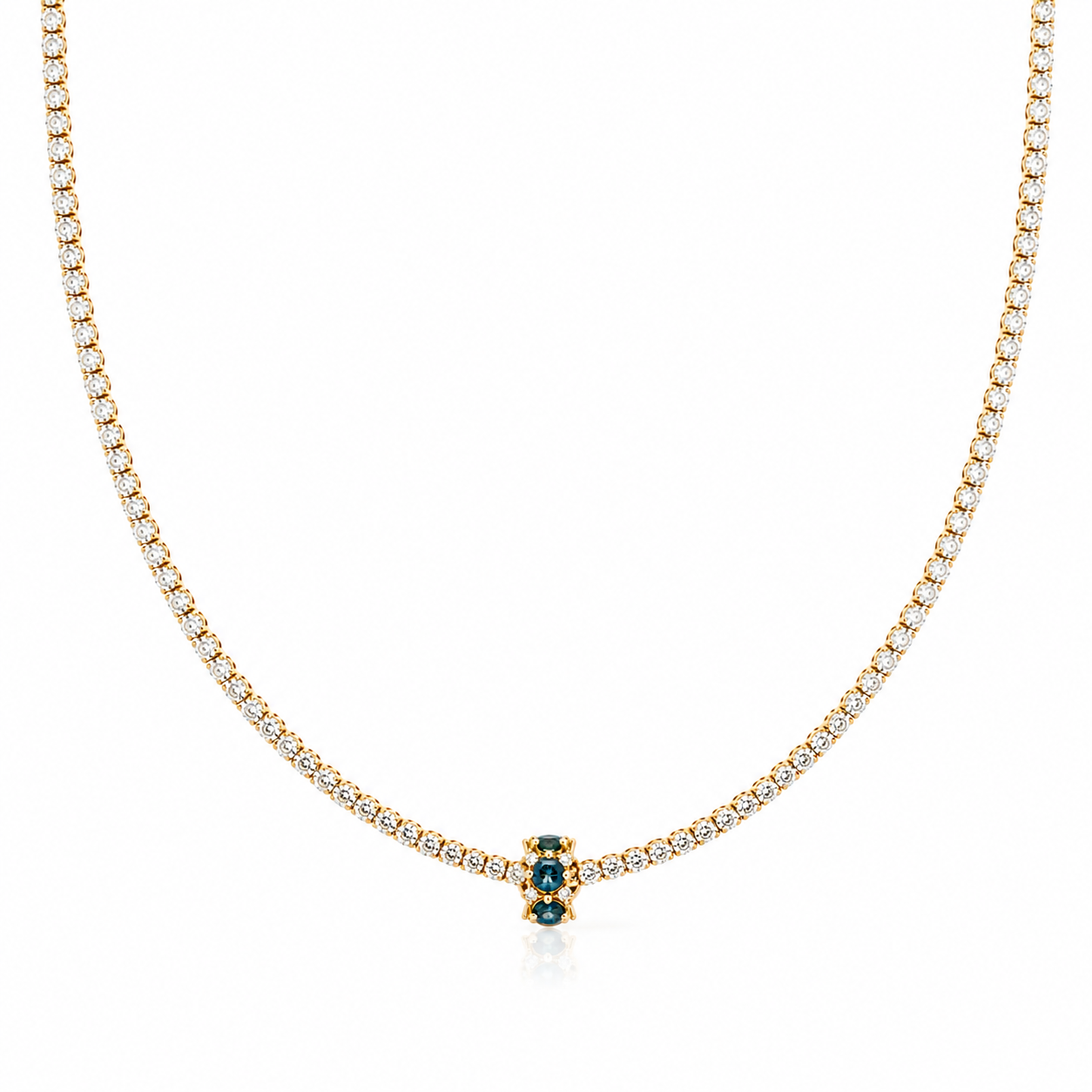14k diamond and london blue topaz rondelle