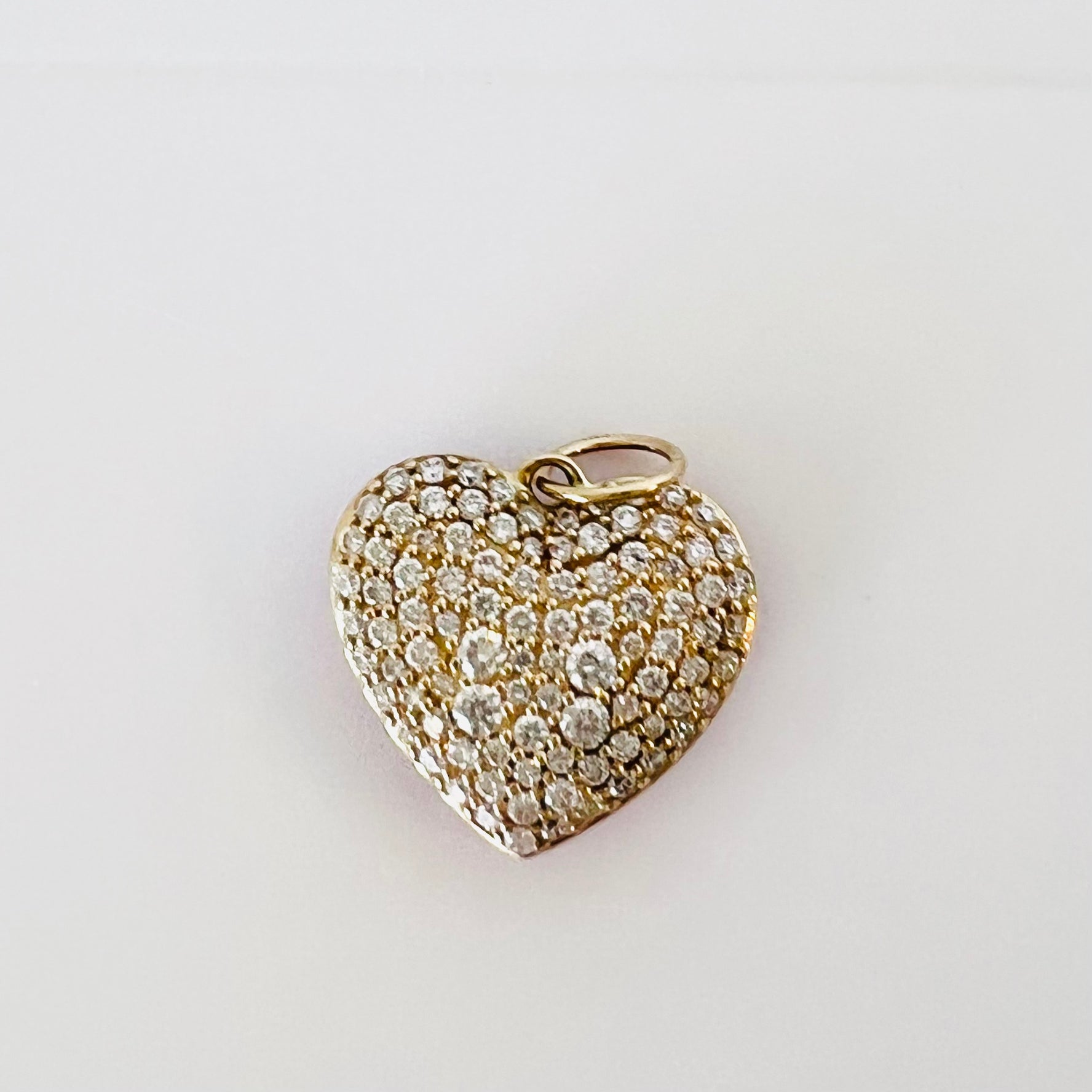 14k gold, pave diamond and pave pink sapphire reversible heart