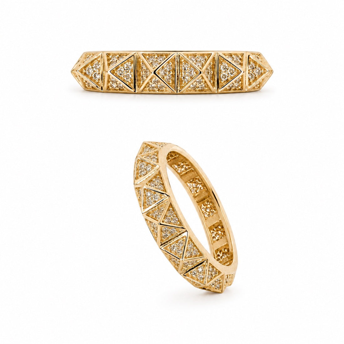 14K Yellow Gold Geometric Diamond Eternity Band
