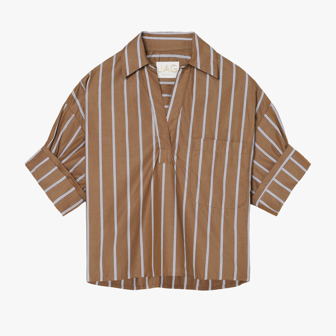The ROSE Top in Brown Blue Stripe
