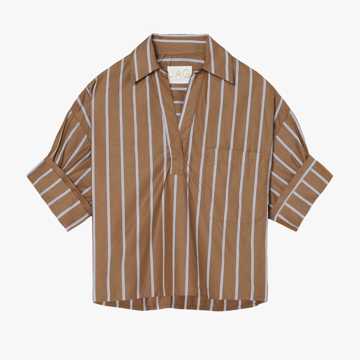 The ROSE Top in Brown Blue Stripe
