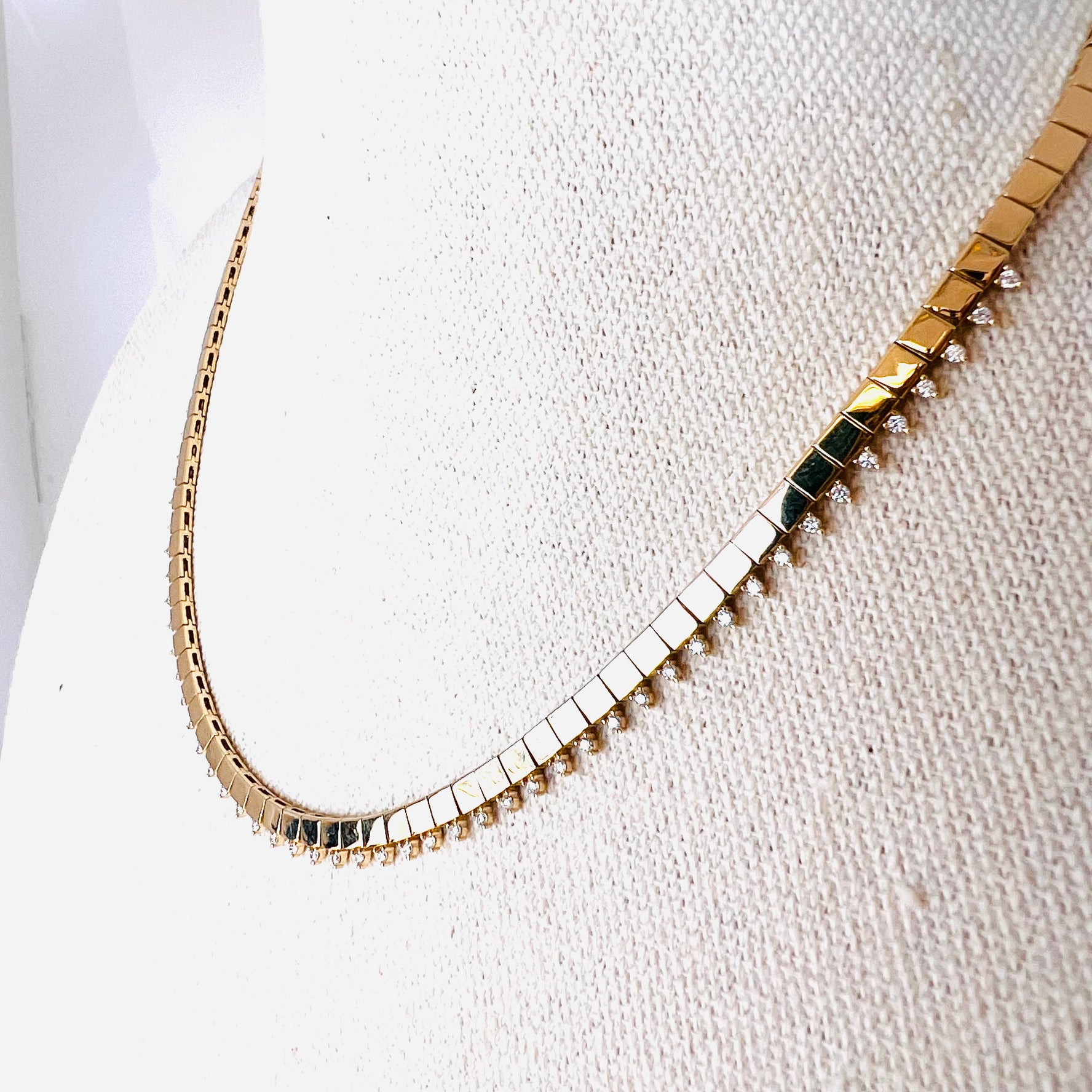 14k solid gold square necklace with diamond drops