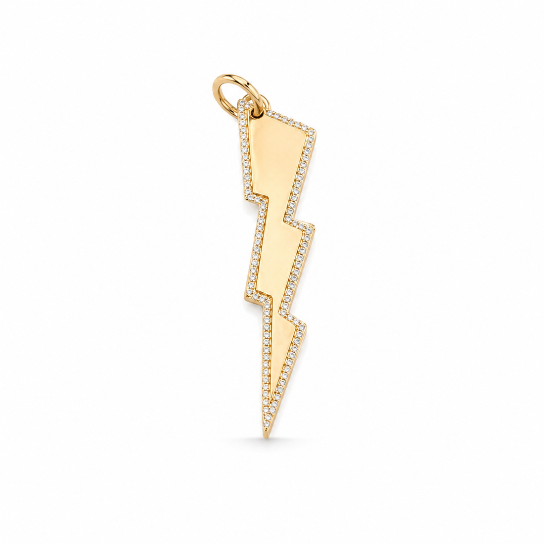 14K gold pavé diamond lightning bolt charm/pendant
