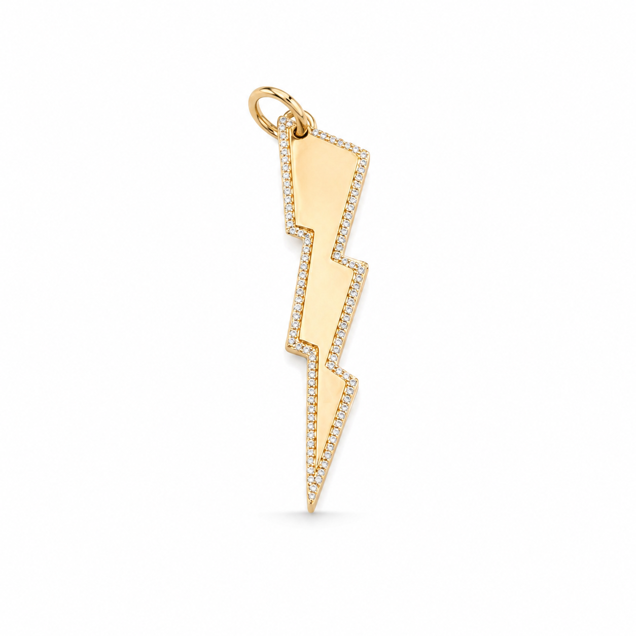 14K gold pavé diamond lightning bolt charm/pendant