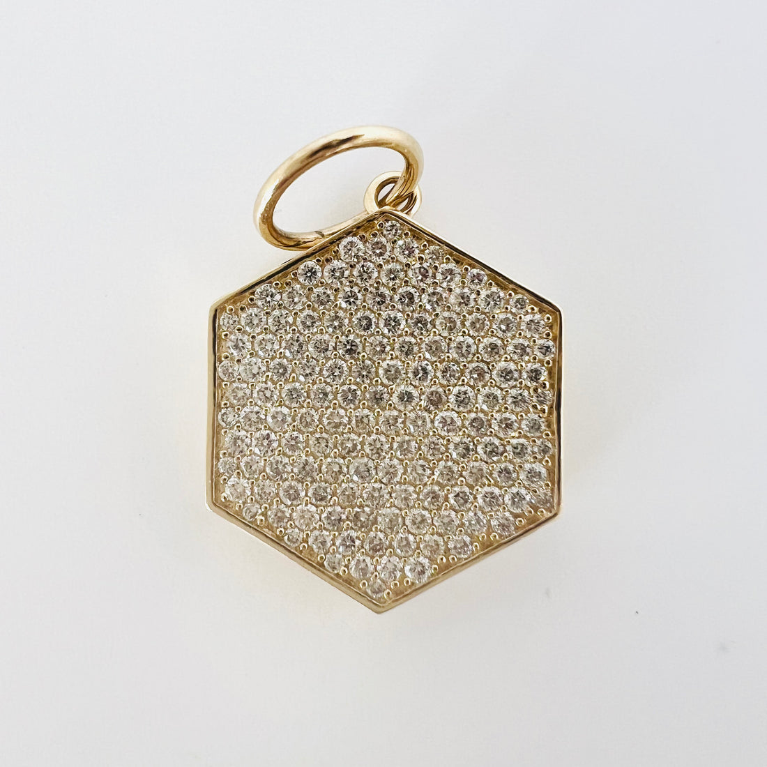 14k diamond hexagon locket pendant