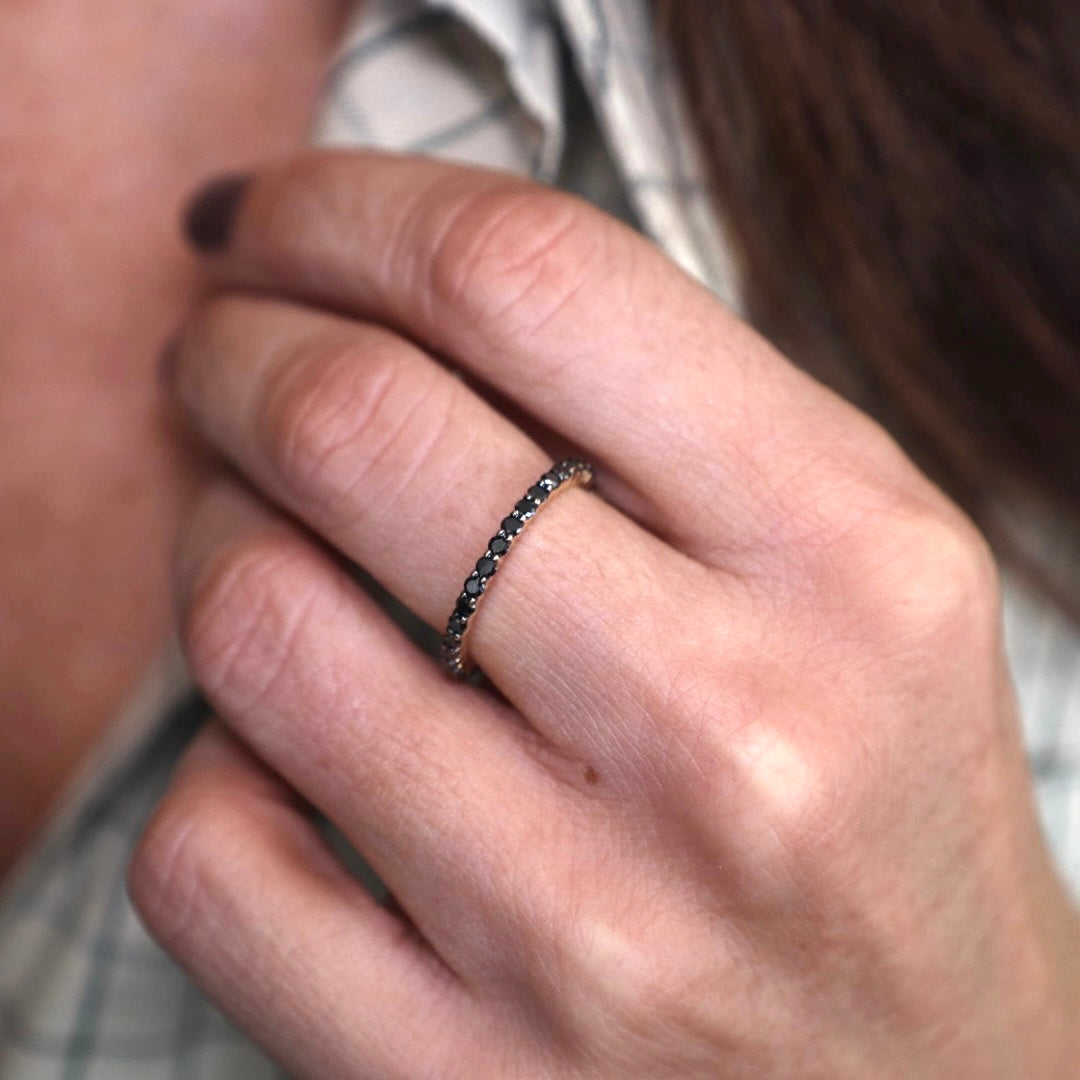 14k black diamond stacking band