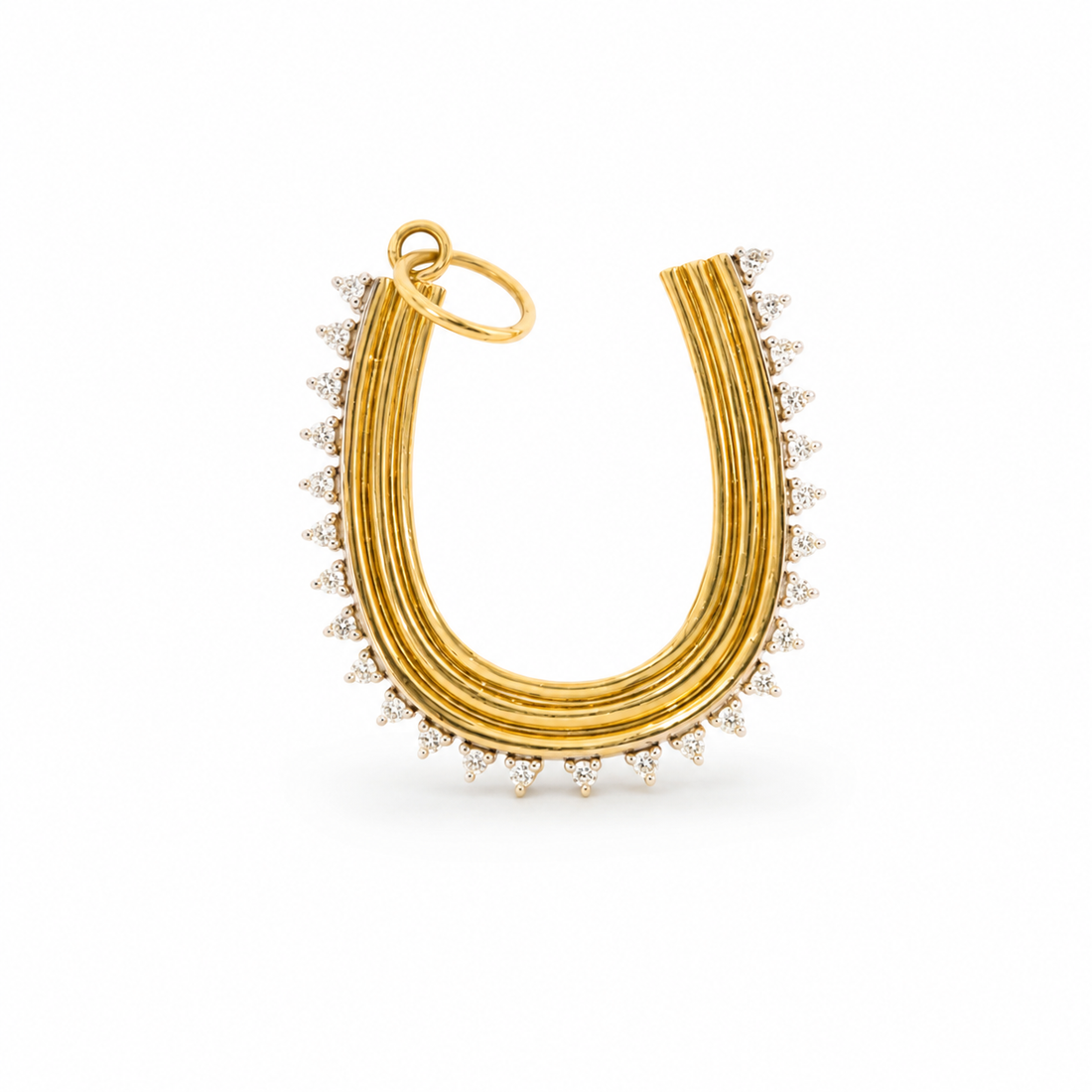 14k gold and diamond horseshoe pendant