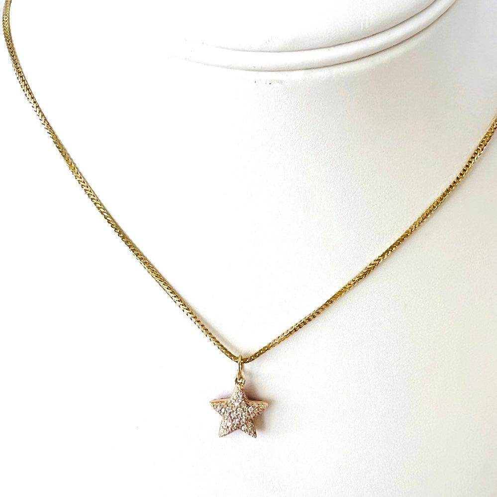 14k gold, pave diamond and pave pink sapphire reversible star