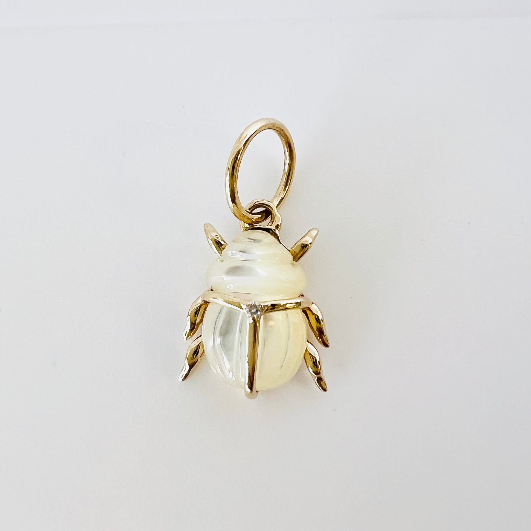 14k gold and mother of pearl bug pendant/charm