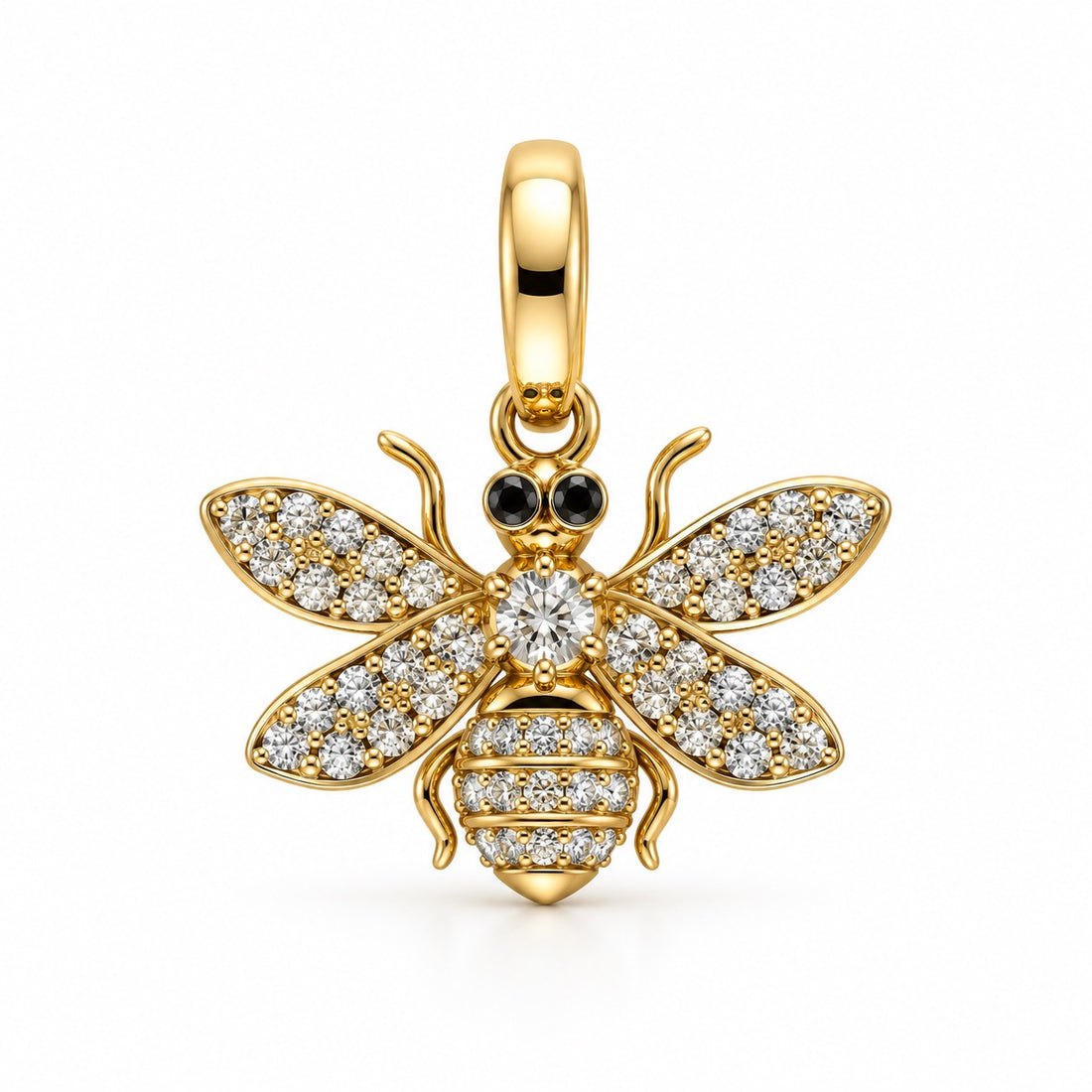 14K Gold Diamond Bee Pendant, .36ctw