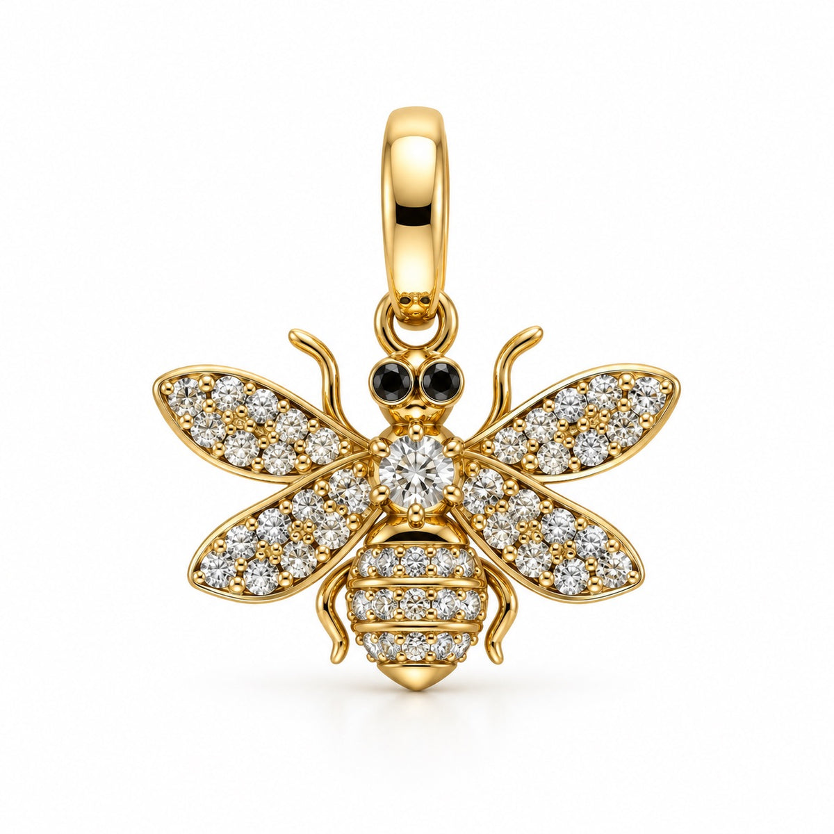 14K Gold Diamond Bee Pendant, .36ctw