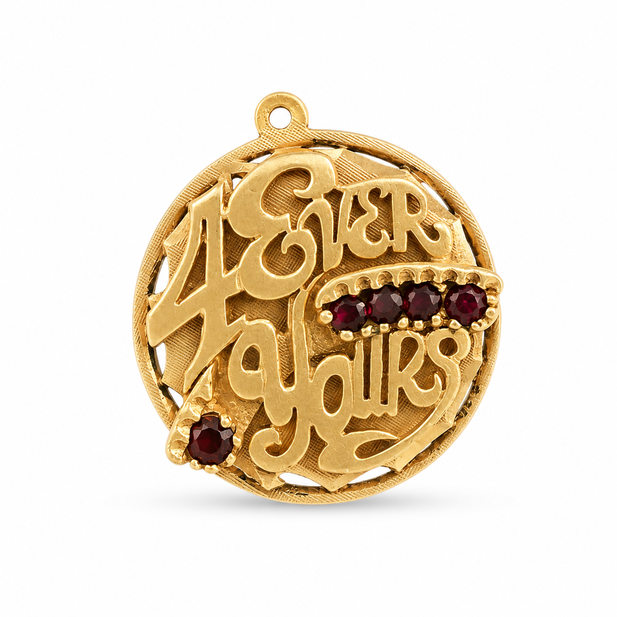 Vintage gold filled 4 Ever Yours garnet pendant