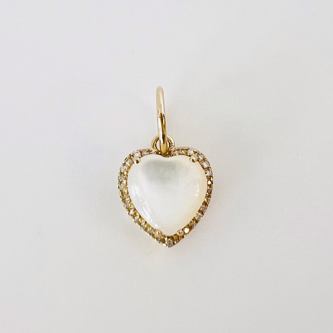 14k gold, diamond and mother of pearl heart pendant/charm