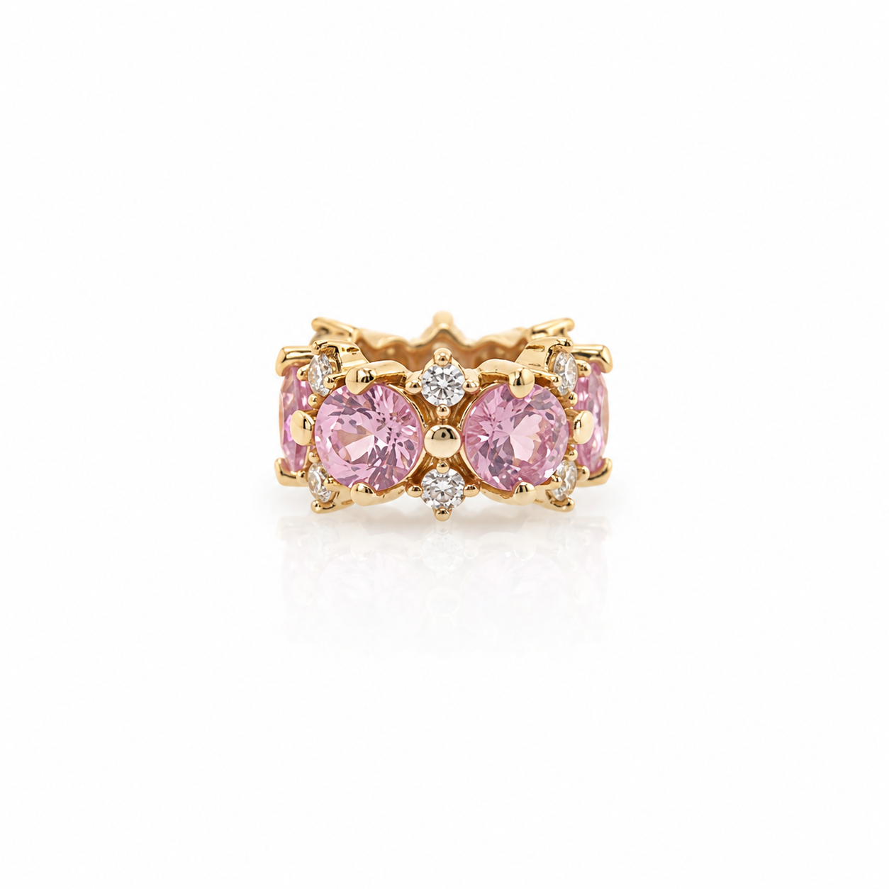 14k diamond and pink sapphire rondelle