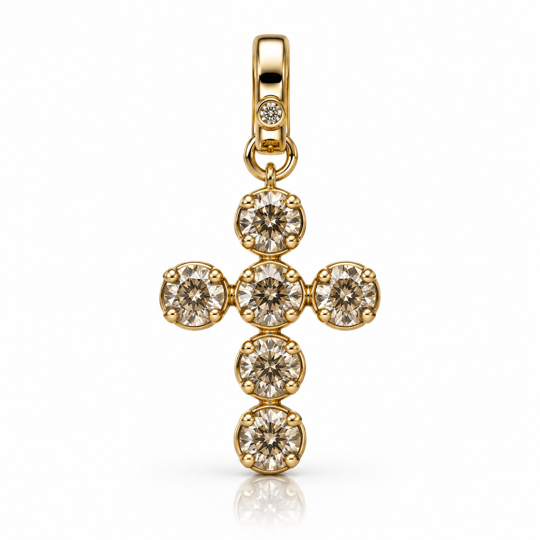 14K Gold Lab Diamond Cross Pendant, 1.59ctw