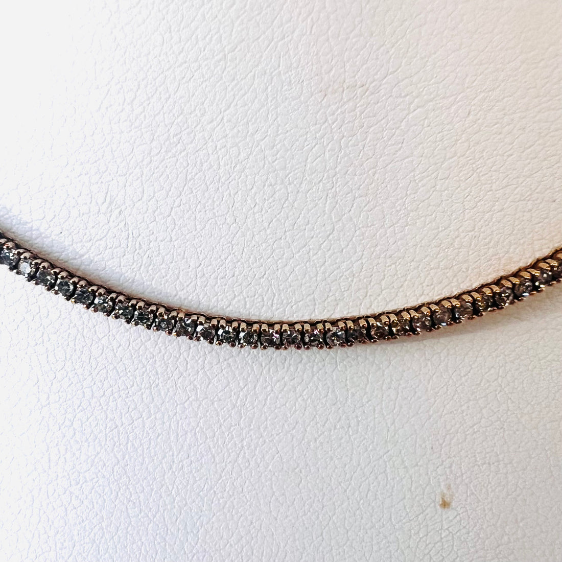 14k gold champagne diamond tennis necklace