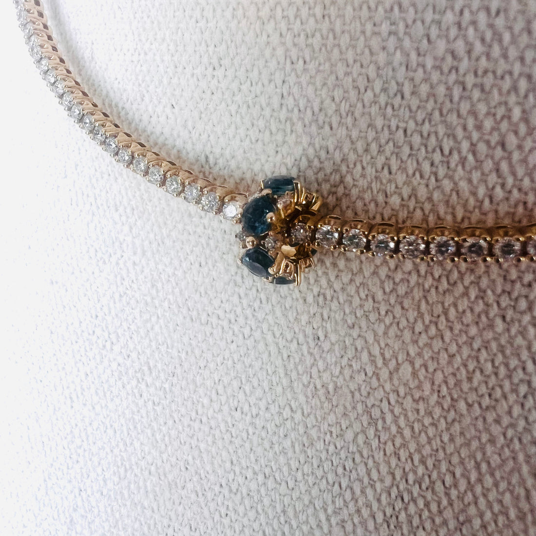 14k diamond and london blue topaz rondelle