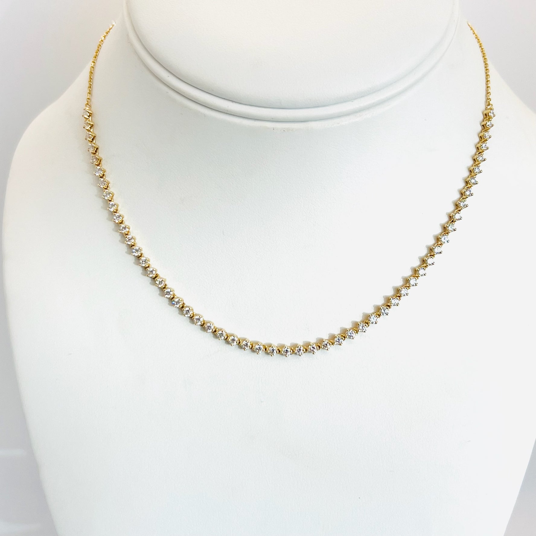 Adjustable 14k gold diamond tennis necklace