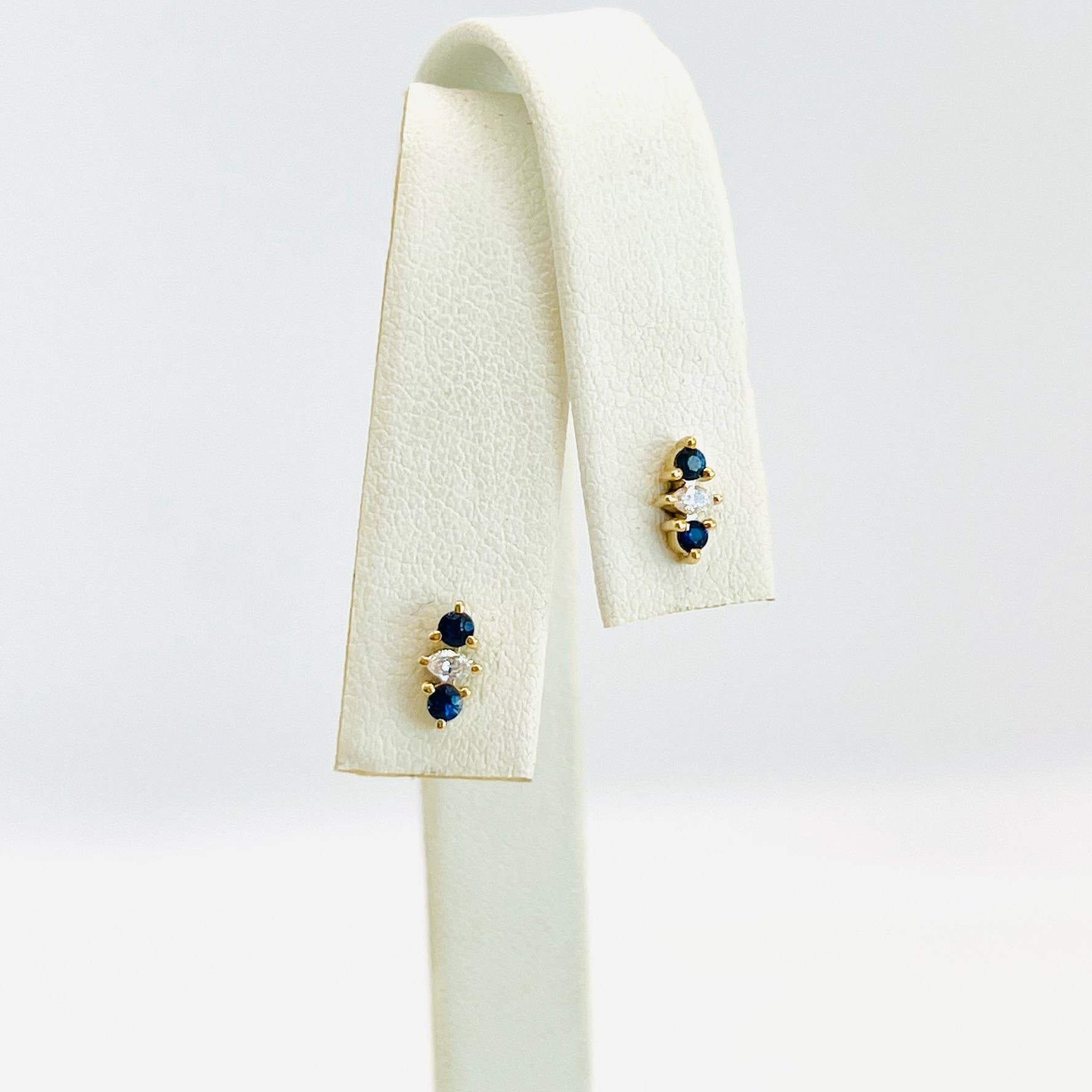 14k blue sapphire and marquis stud