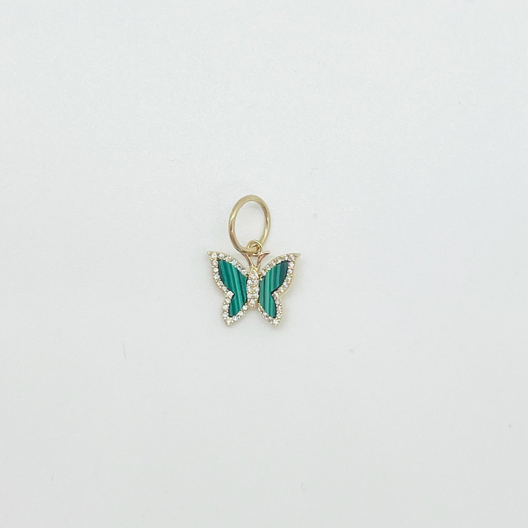 malachite and diamond butterfly charm