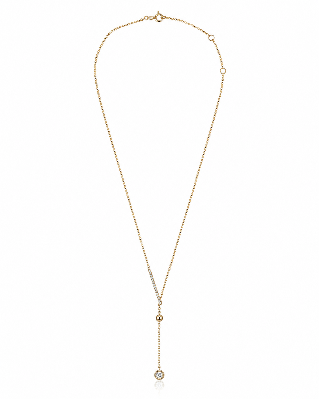 14K Gold Diamond Bar Lariat Necklace