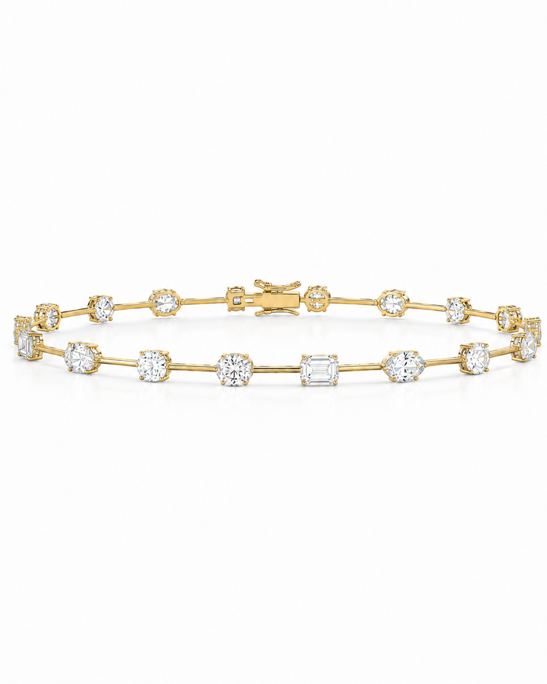 14K Gold Lab Diamond Mixed-Shape Station Bracelet