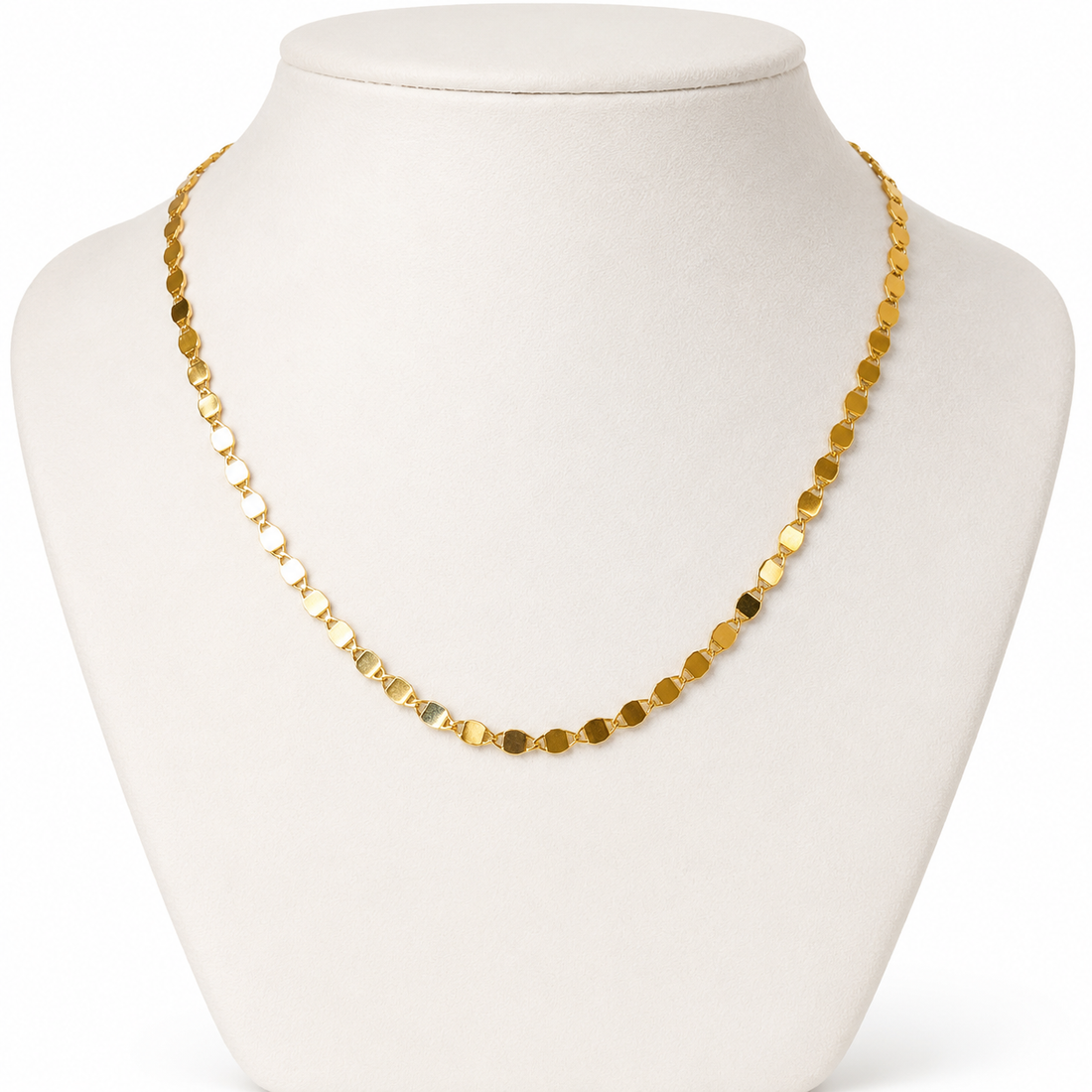 14K Gold Large Flat Shiny Disc Necklace