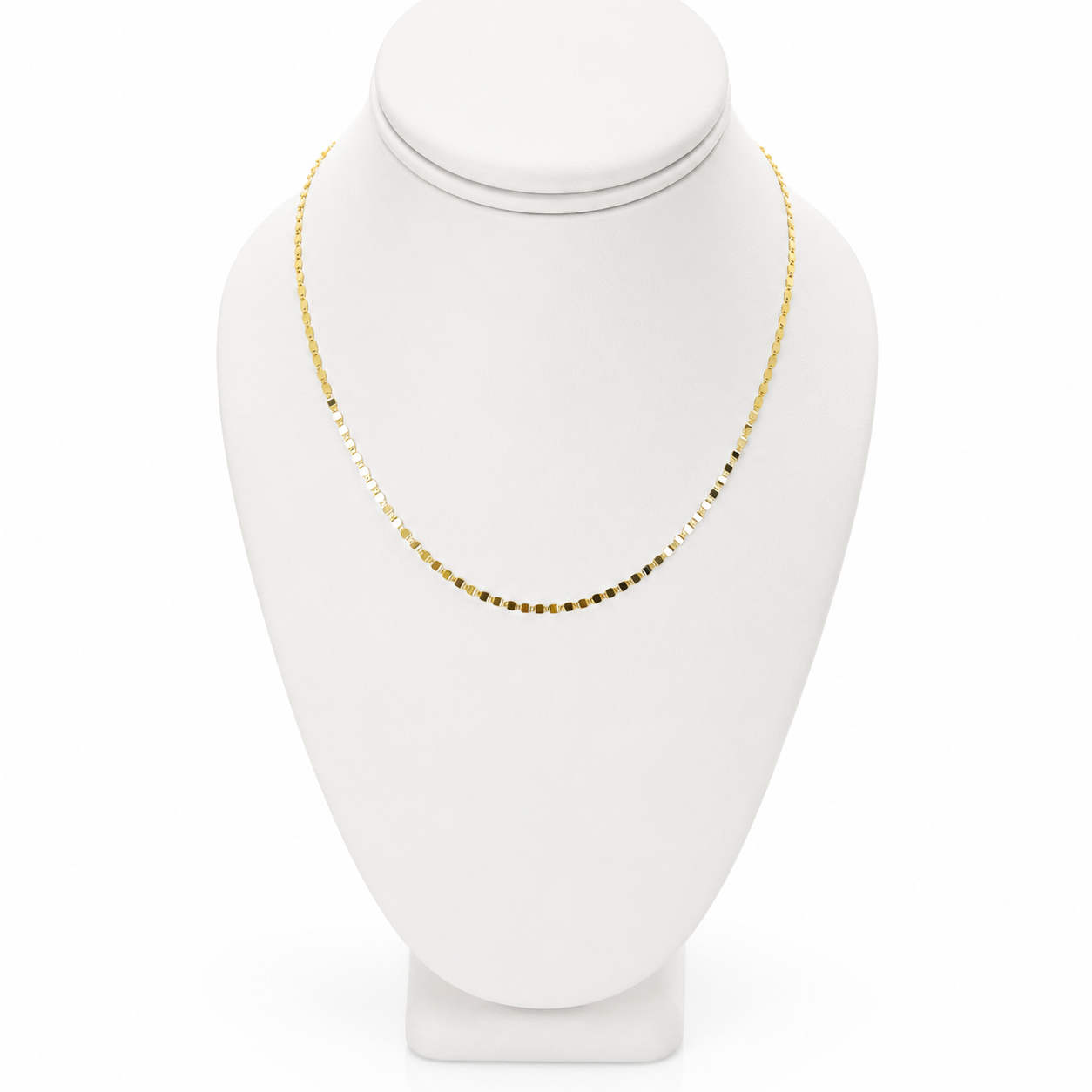 14K gold disc necklace, close-up detail