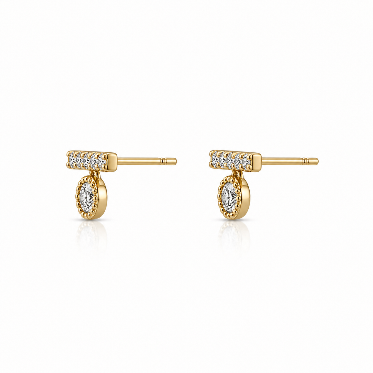 14K Gold Five-Diamond Stud Earring