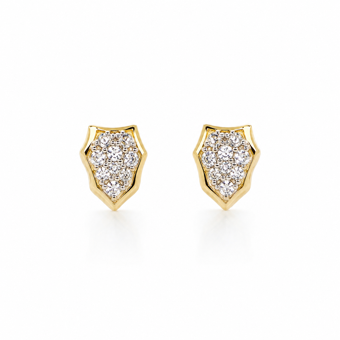 14K Gold Diamond Encrusted Bezel Stud Earring