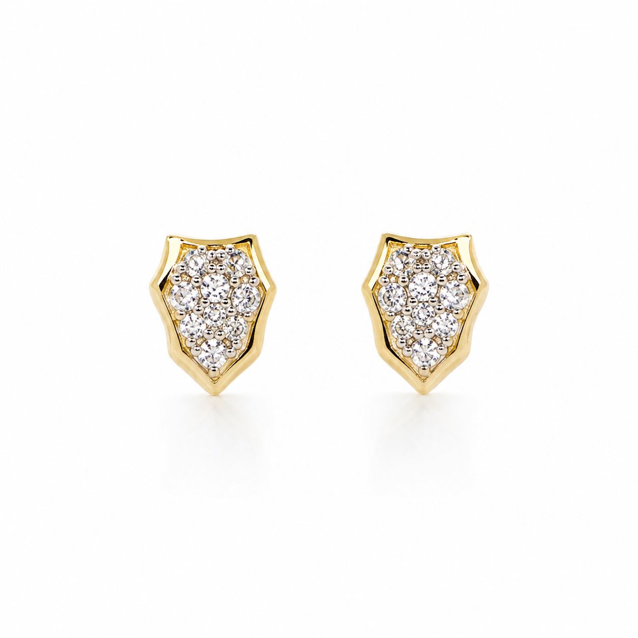 14K Gold Diamond Encrusted Bezel Stud Earring