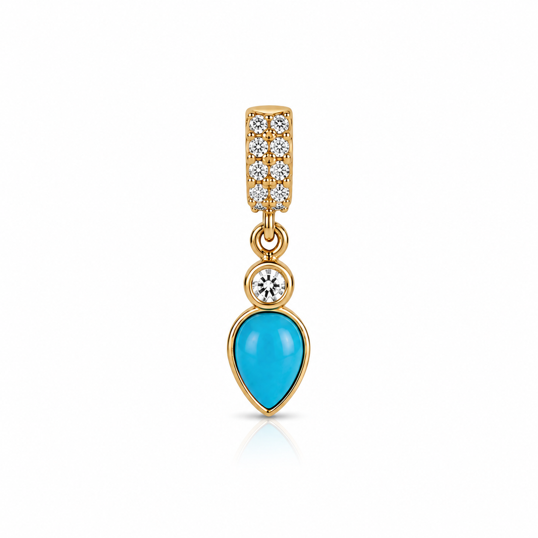 14k diamond rondelle with diamond/turquoise drop