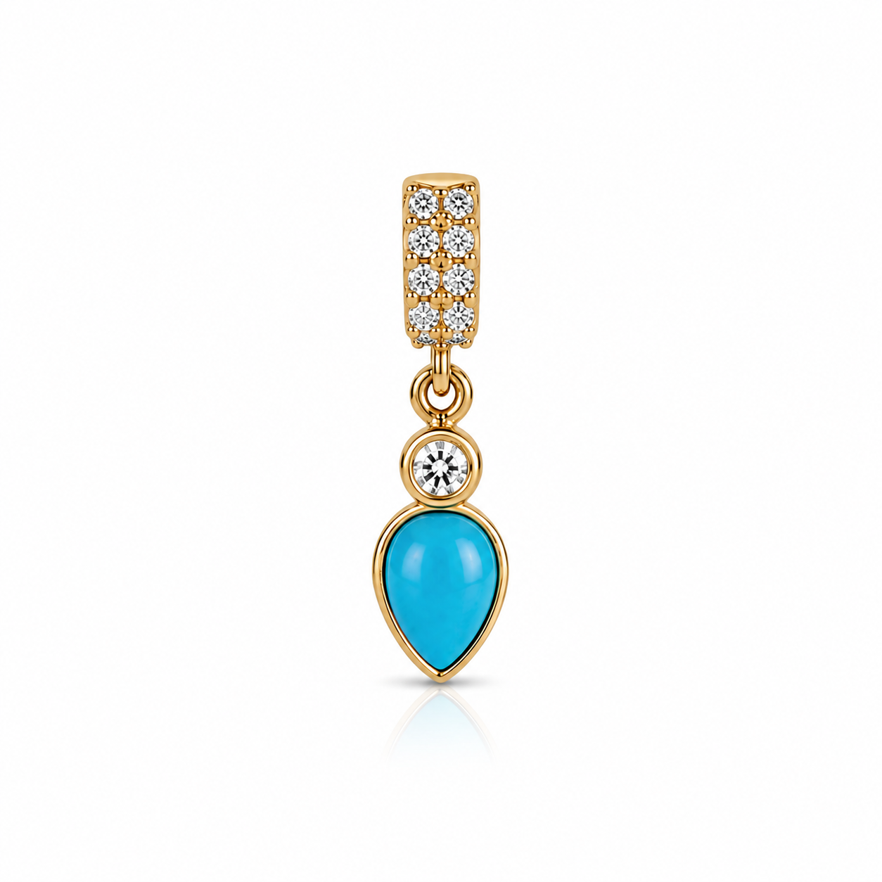14k diamond rondelle with diamond/turquoise drop