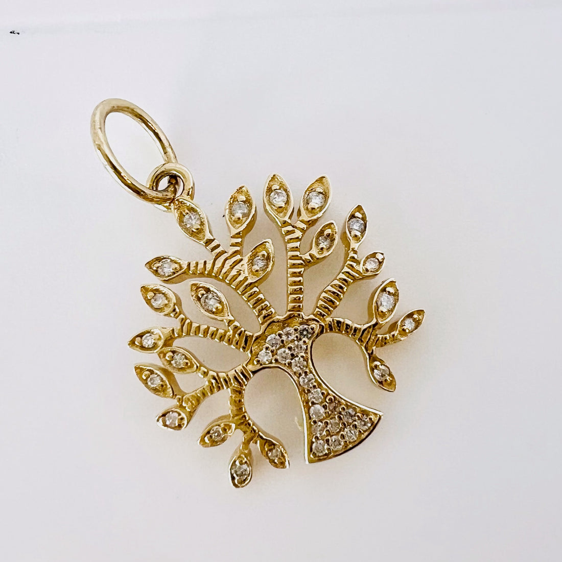 14k gold and diamond tree of life pendant/charm