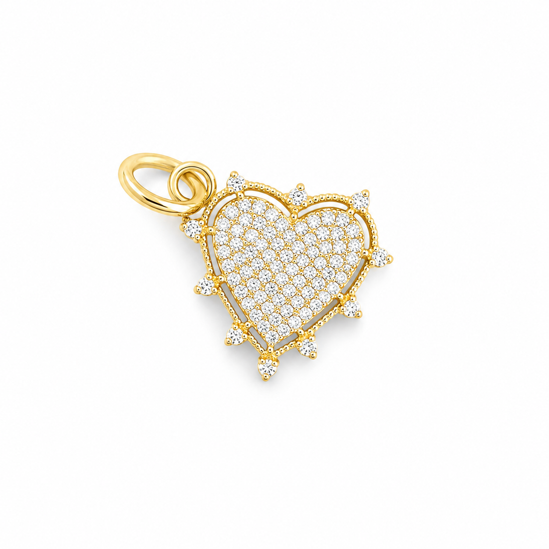 14K Gold Diamond Pavé Heart Charm Pendant