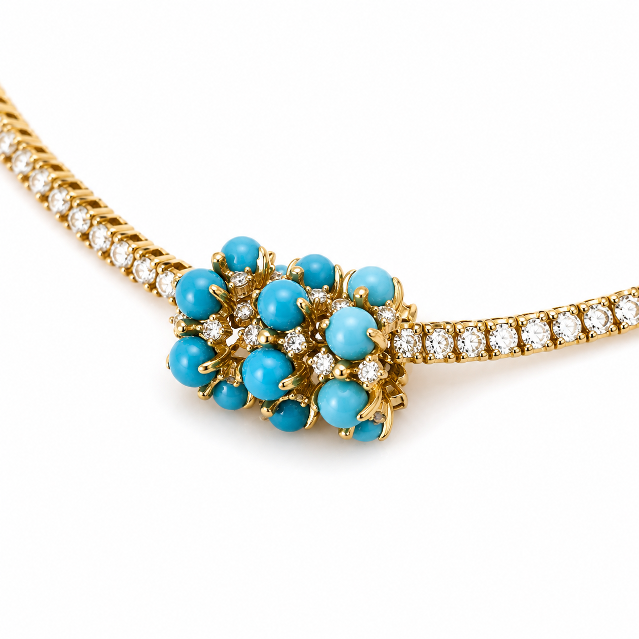 14k turquoise and diamond rondelle