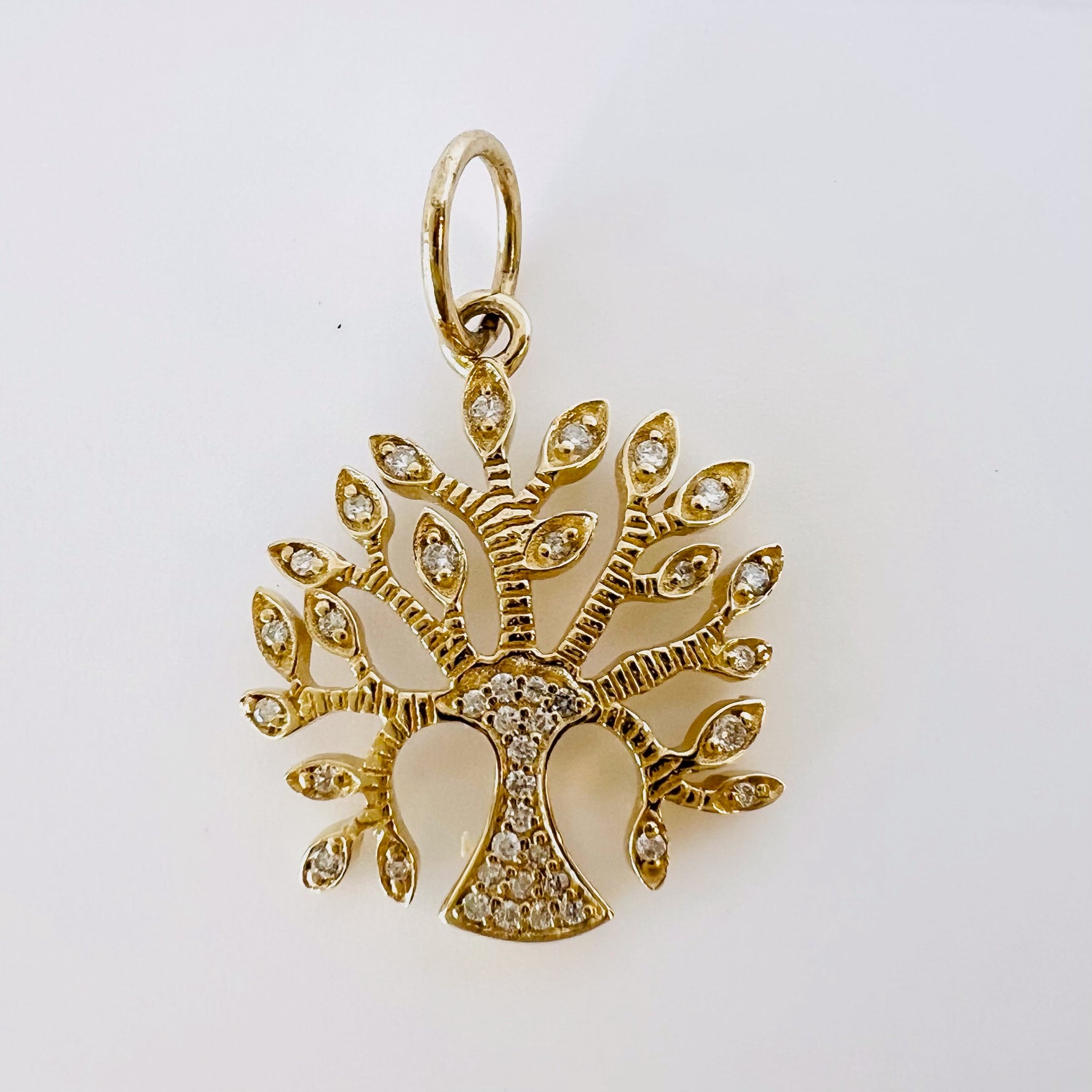 14k gold and diamond tree of life pendant/charm