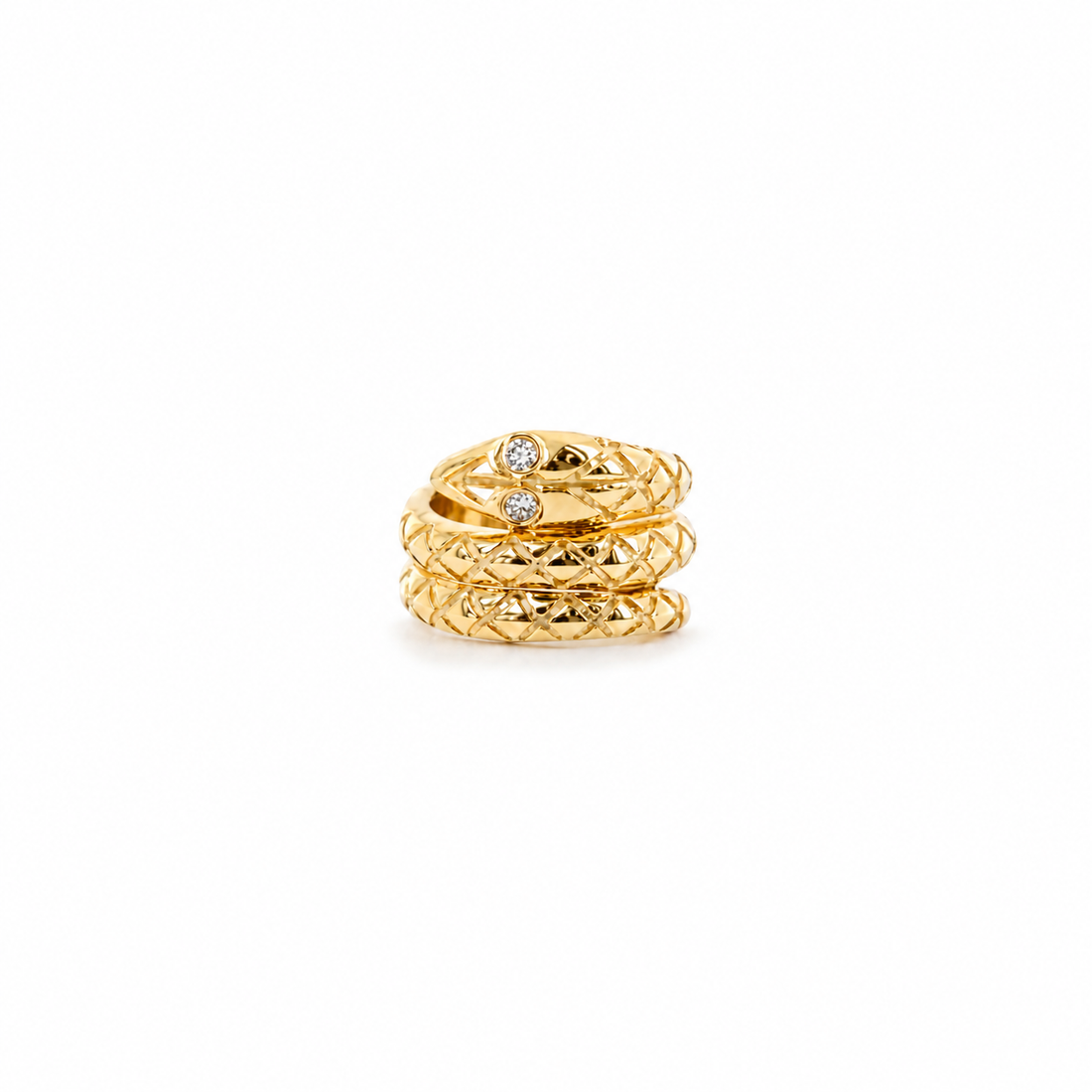 14k gold snake with diamond eyes rondelle
