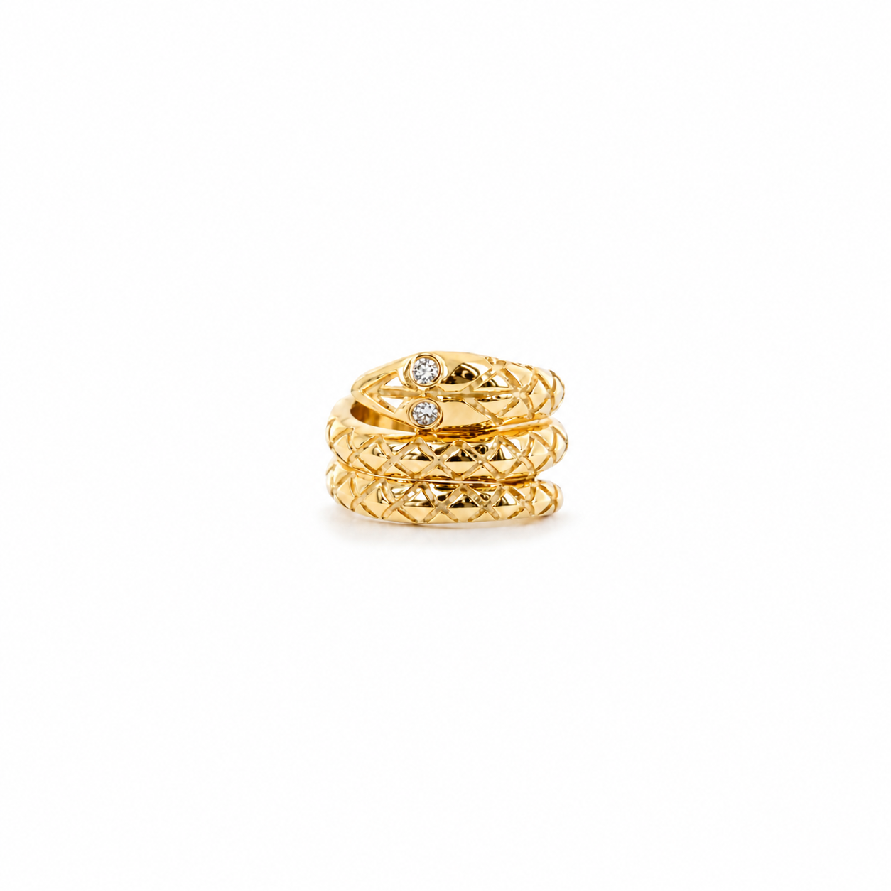 14k gold snake with diamond eyes rondelle