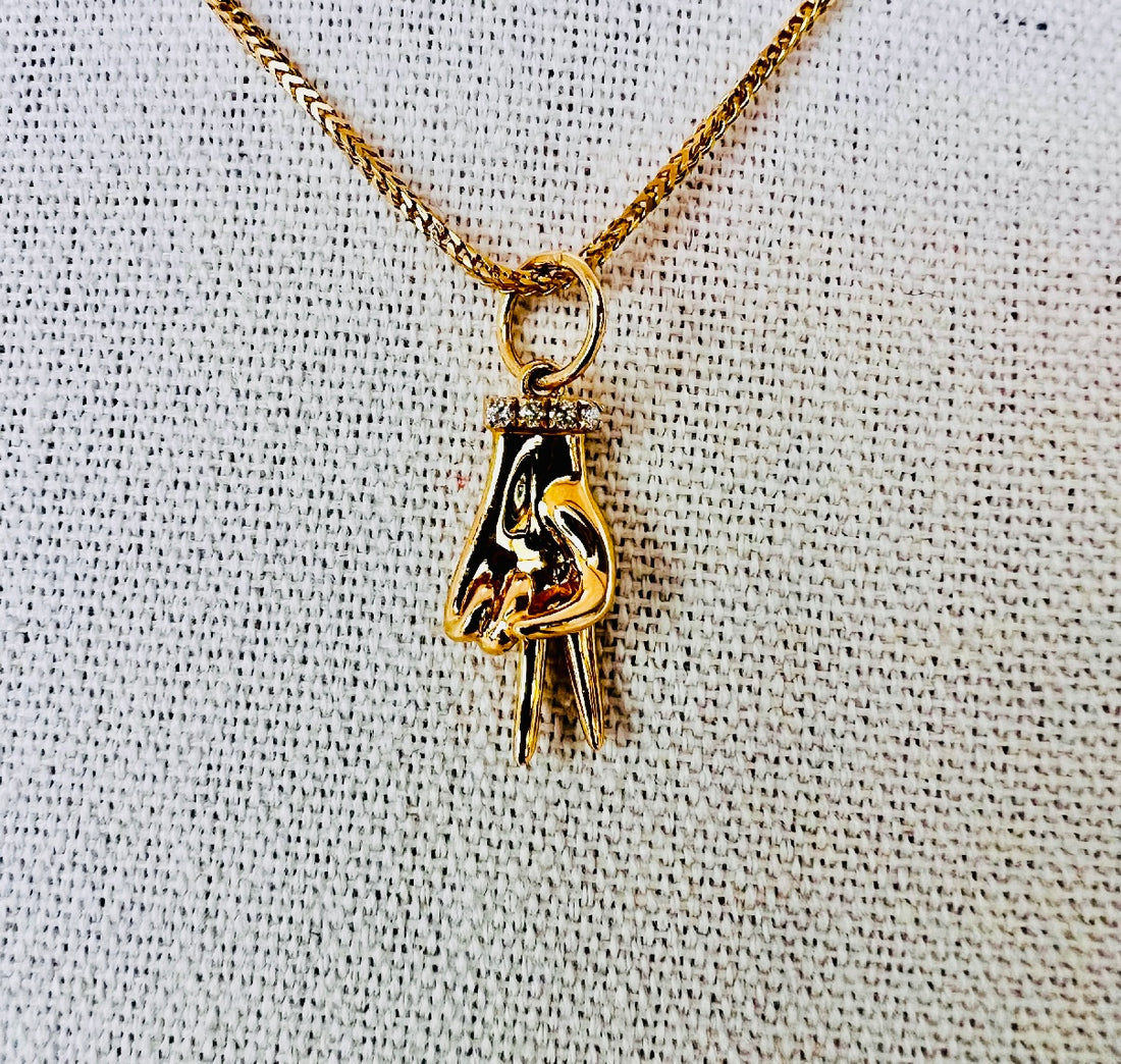14k gold peace sign with diamond charm/pendant