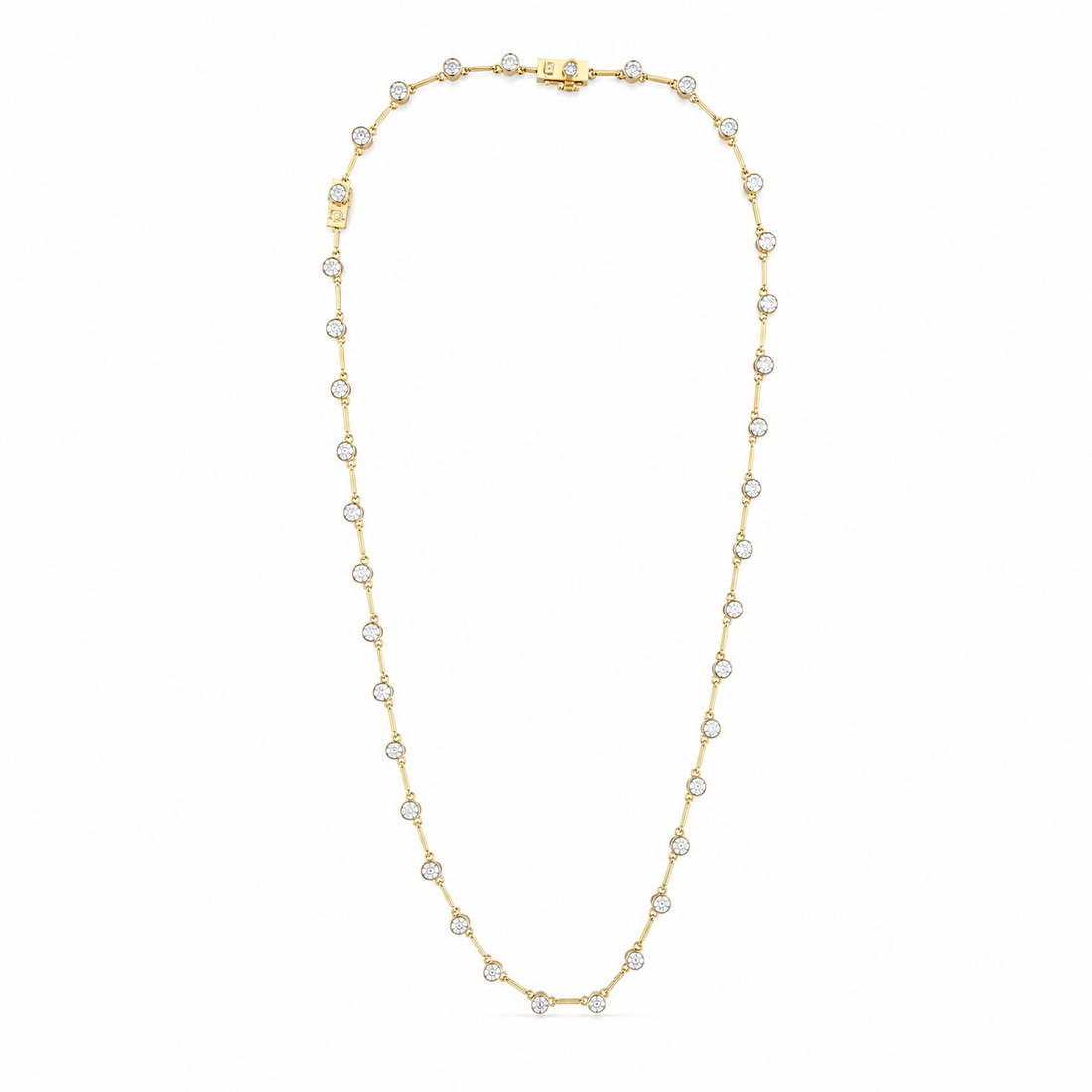 14K Gold Bezel-Set Lab Diamond Station Necklace