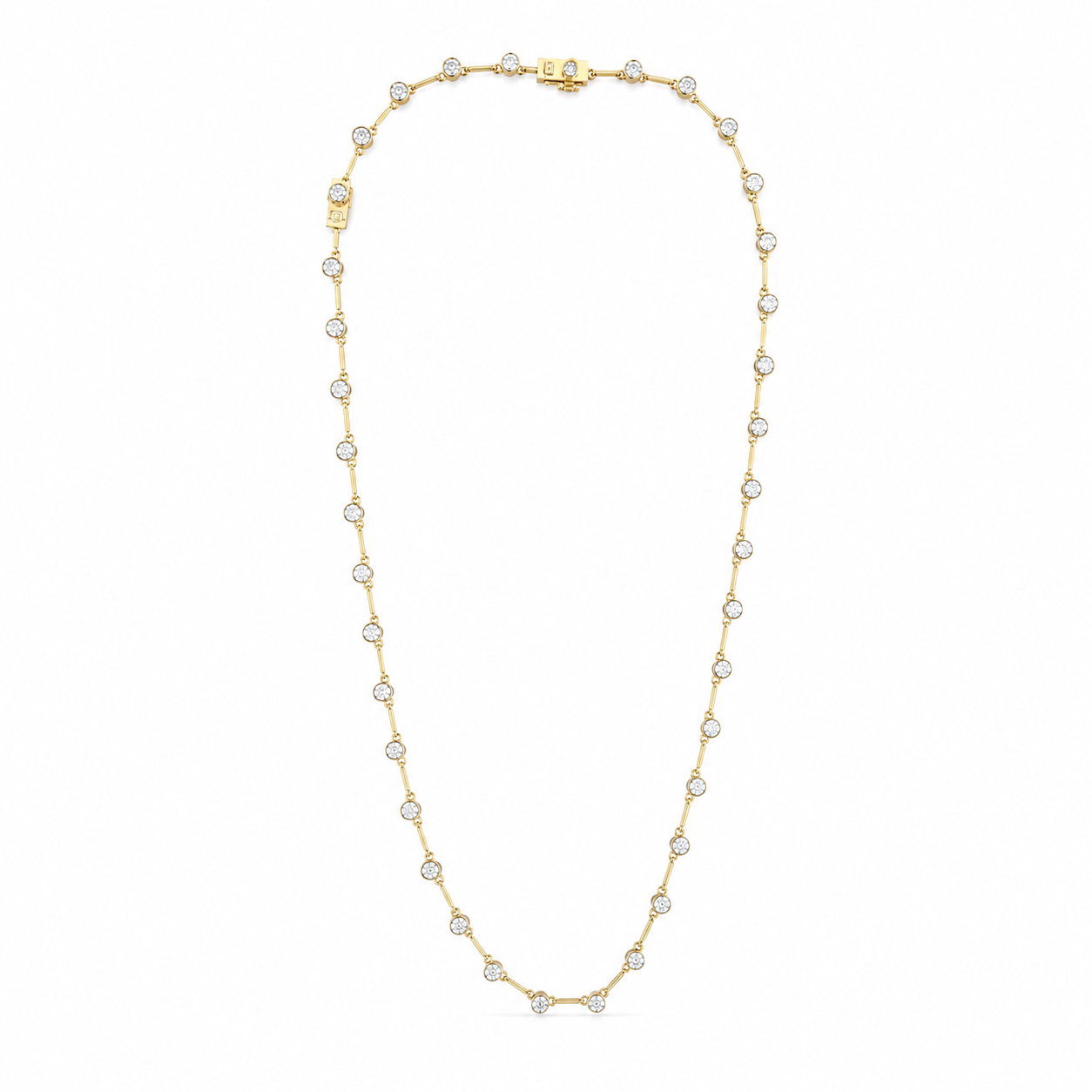 14K Gold Bezel-Set Lab Diamond Station Necklace