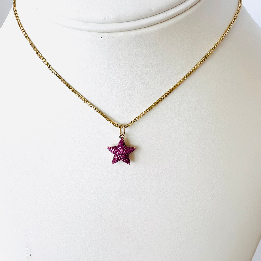 14k gold, pave diamond and pave pink sapphire reversible star