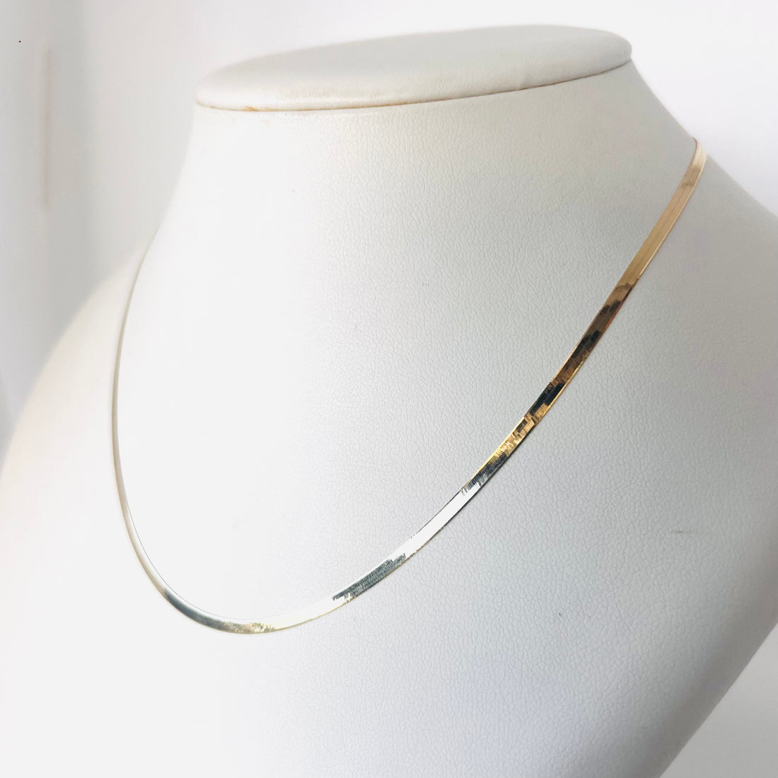 14k gold herringbone necklace