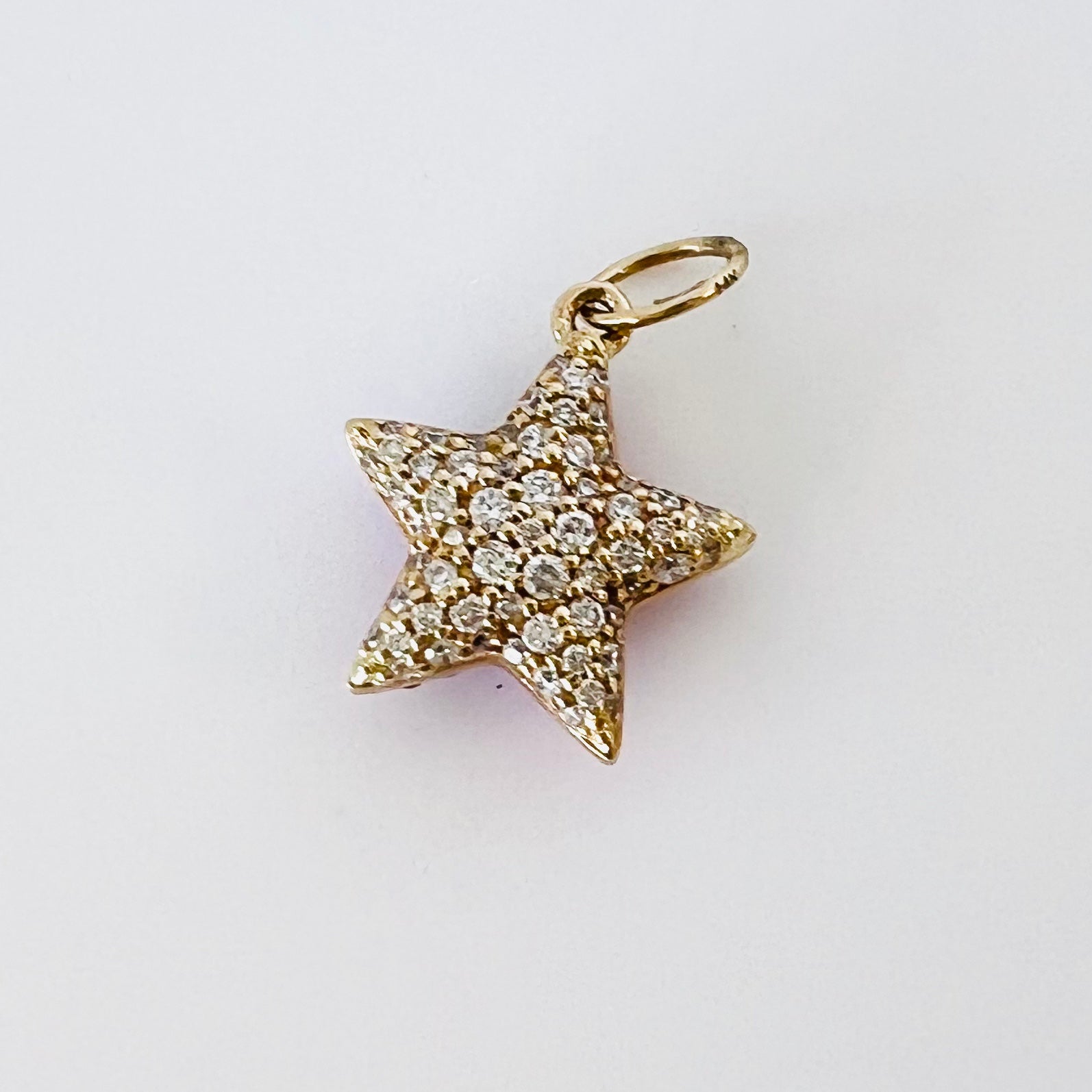 14k gold, pave diamond and pave pink sapphire reversible star