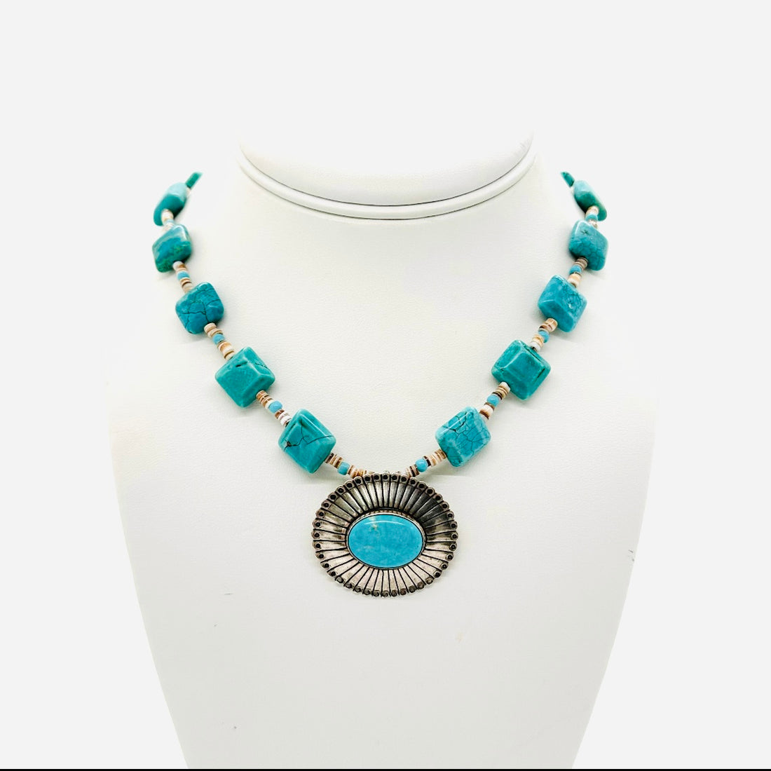 one of a kind western turquoise beaded necklace
