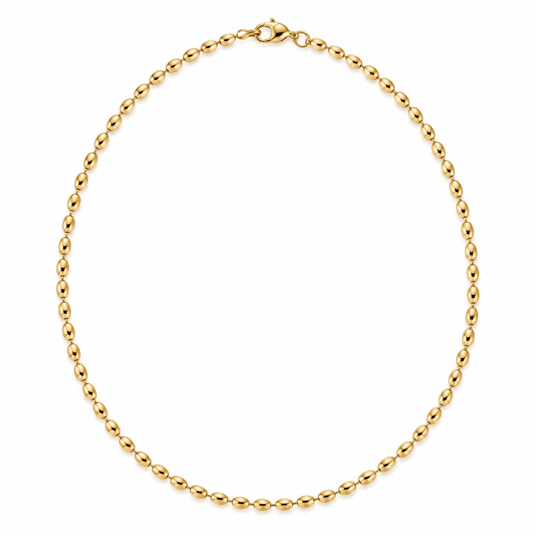14K Gold Oval Bead Chain Necklace by JAG Jewelry and Goods