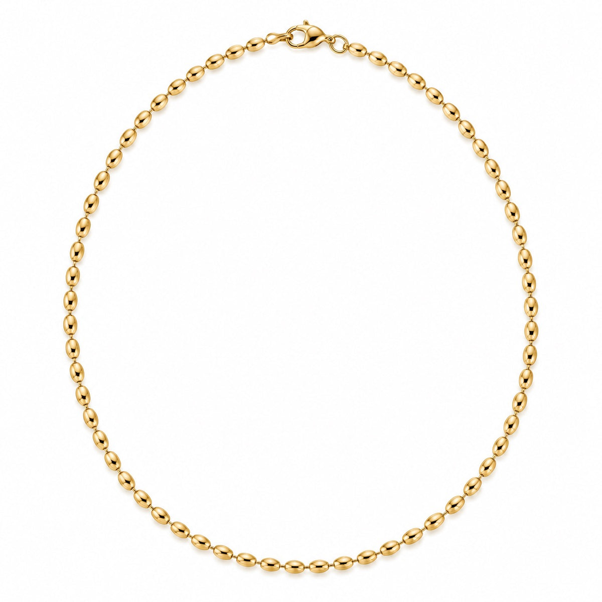 14K Gold Oval Bead Chain Necklace by JAG Jewelry and Goods