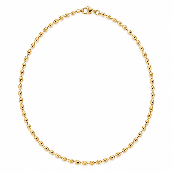 14K Gold Oval Bead Chain Necklace by JAG Jewelry and Goods