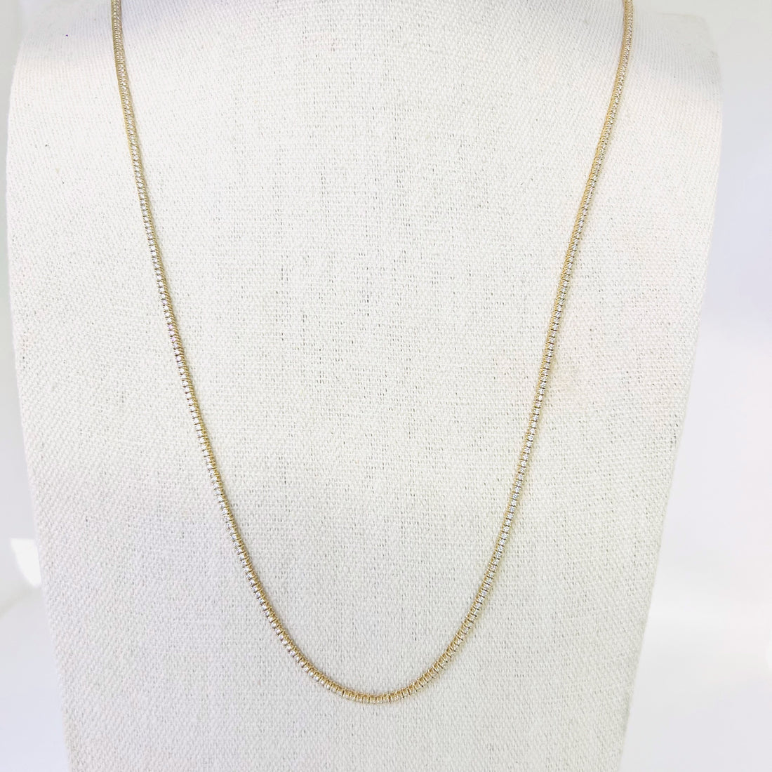 14k gold long diamond tennis necklace